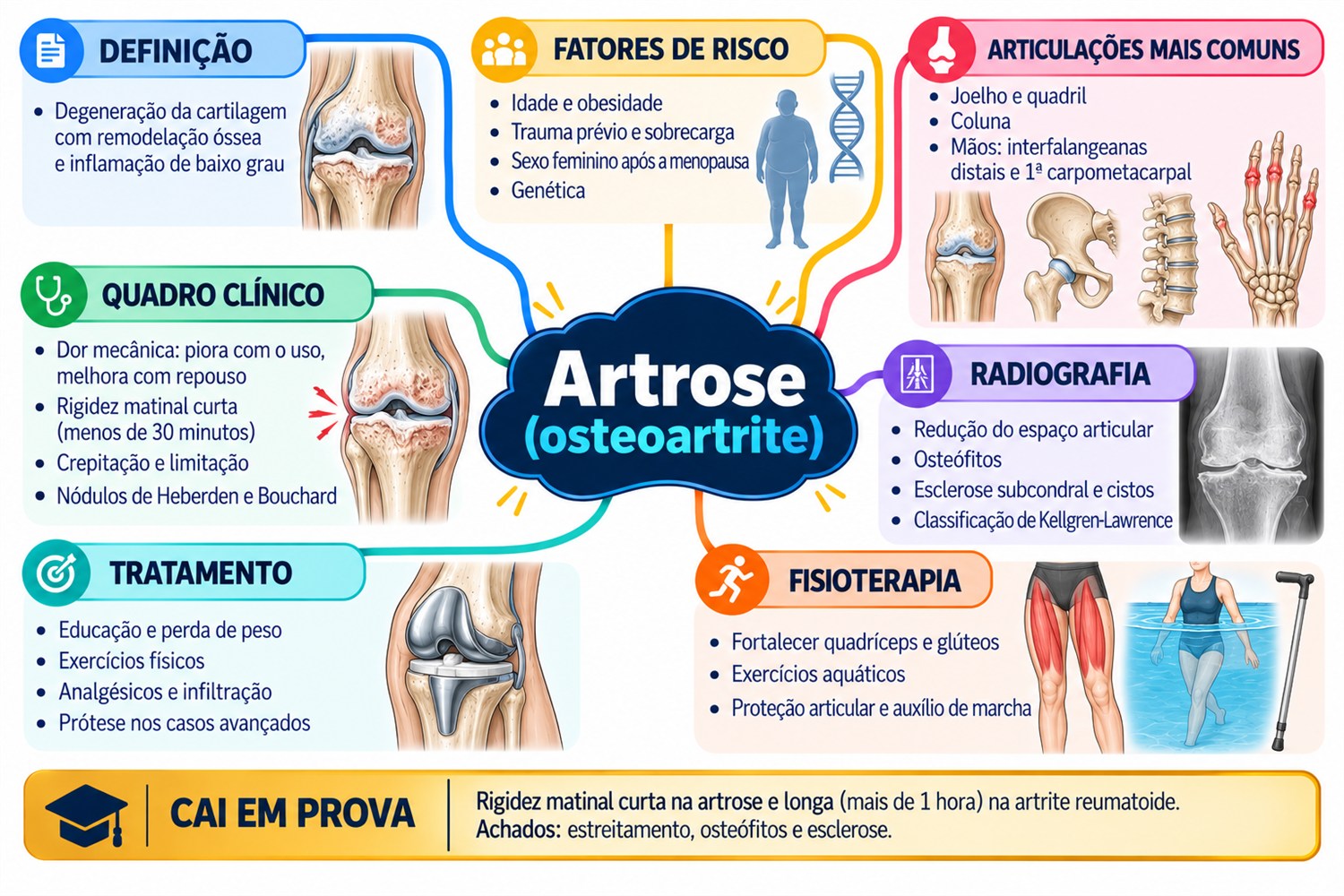 Mapa mental completo: Artrose (osteoartrite)