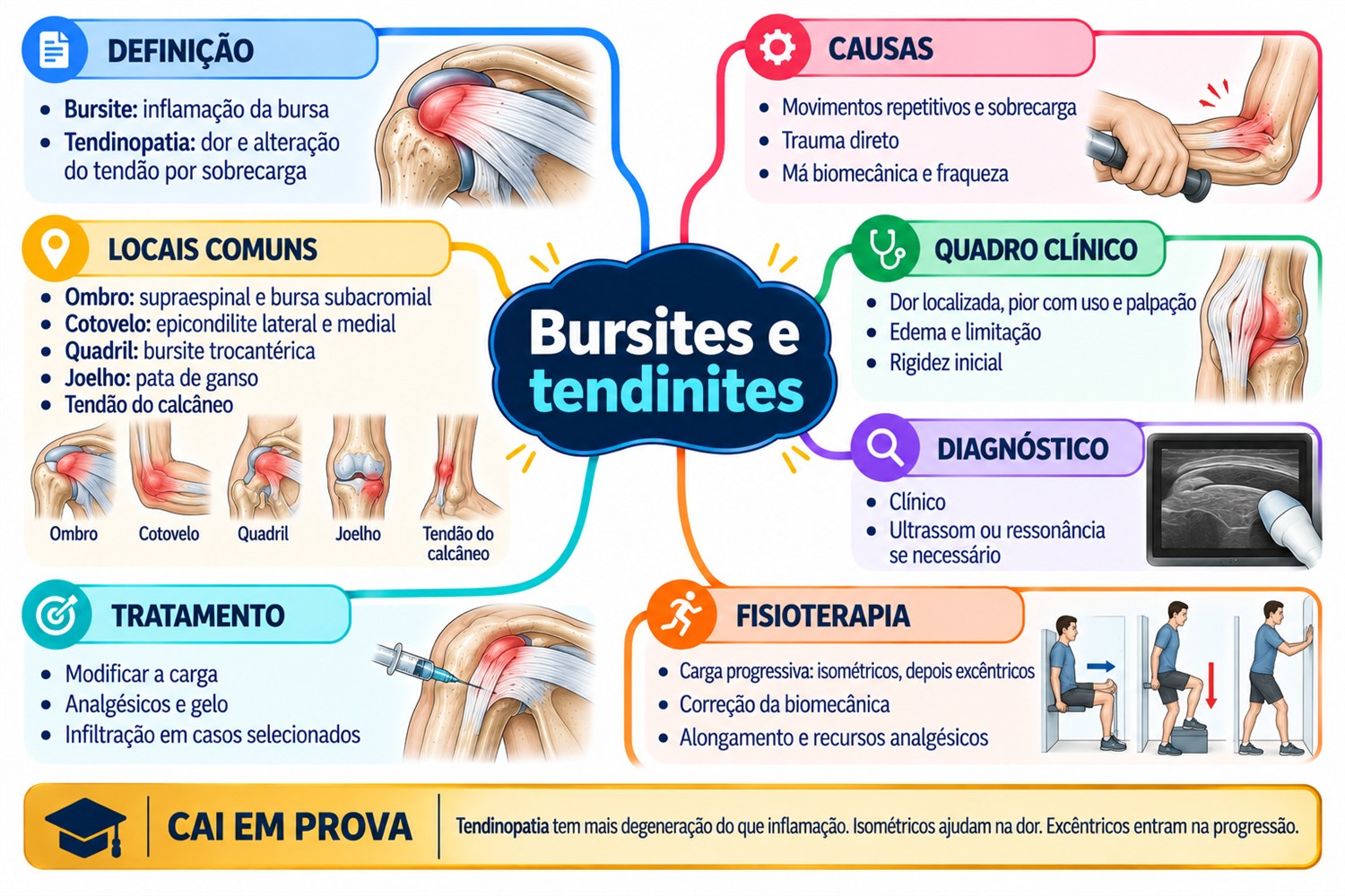 Mapa mental completo: Bursites e tendinites