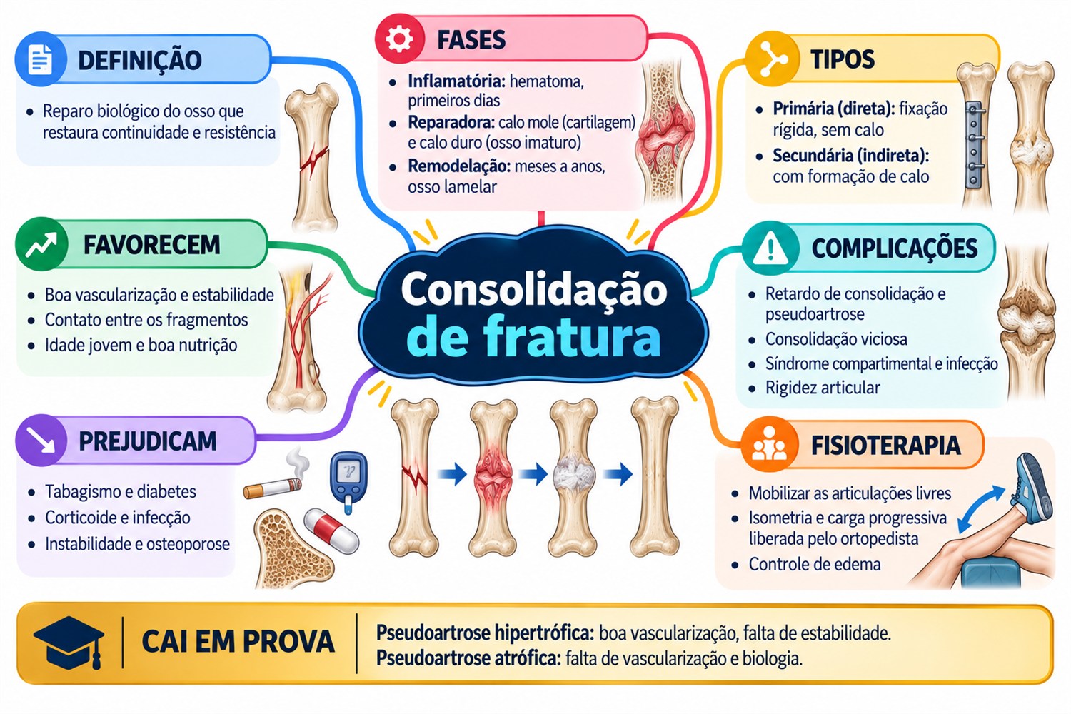 Mapa mental completo: Consolidação de fratura